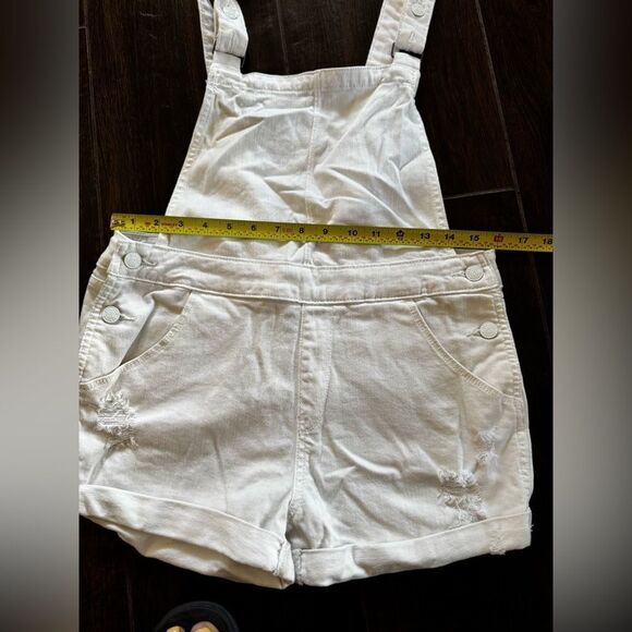 👖✨ Denizen from Levi’s White Distressed Denim Shortalls ✨👖sz M - Picture 5 of 9